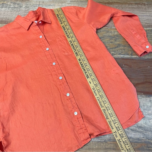 J. Jill Love Linen women’s size XS Vibrant Orange Button Down Shirt - Picture 7 of 9